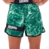 LADIES RECHARGE GRAPPLING SHORTS - GREEN MARBLE