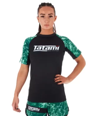 LADIES RECHARGE RASH GUARD - GREEN MARBLE