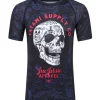 SUGAR SKULL ECO TECH RECYCLED SHORT SLEEVE RASH GUARD - BLACK